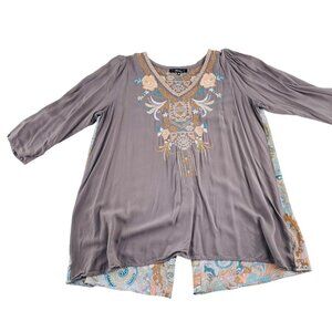 Andrée By Unit Womens Embroidered Boho Tunic Top M‎